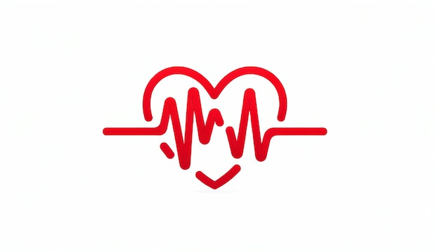 Linha de batimento cardíaco vermelho em forma de coração