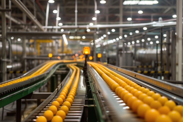 Linha de classificação automatizada de laranjas em instalações de processamento de alimentos