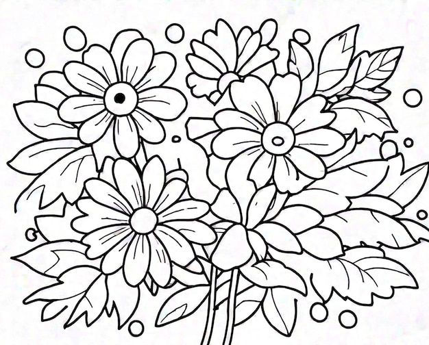 Linha de flores arte de coloração de flores