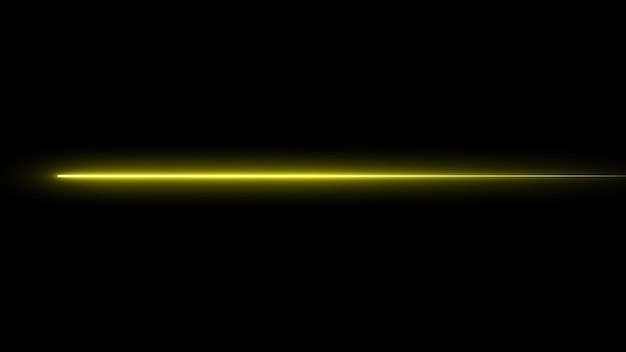 Foto linha de luz amarela abstrata sobre um fundo preto
