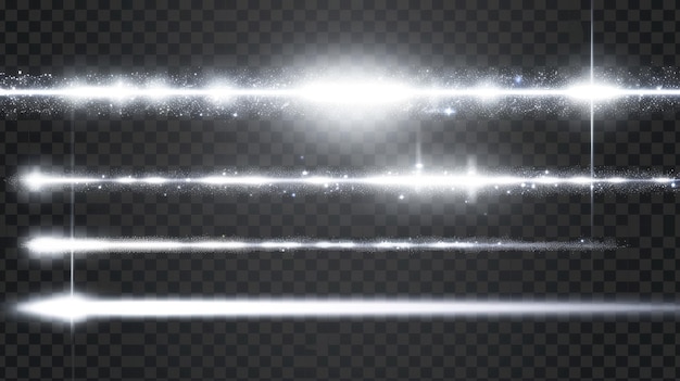 Foto linha de luz com efeito de desvanecimento set de ilustrações modernas realistas de explosão de brilho com feixes faixa de flash de néon com brilho em fundo transparente brilho brilhante mágico com reflexos