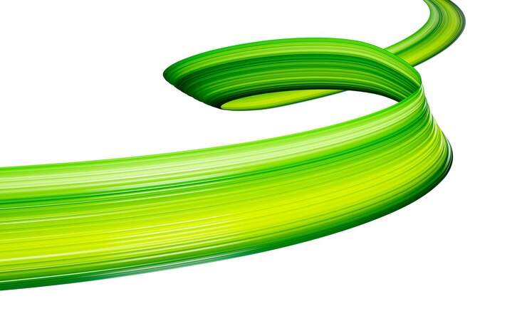 Foto linha de papel de onda de cor verde textura abstrata linhas suaves ilustração 3d de fitas verdes