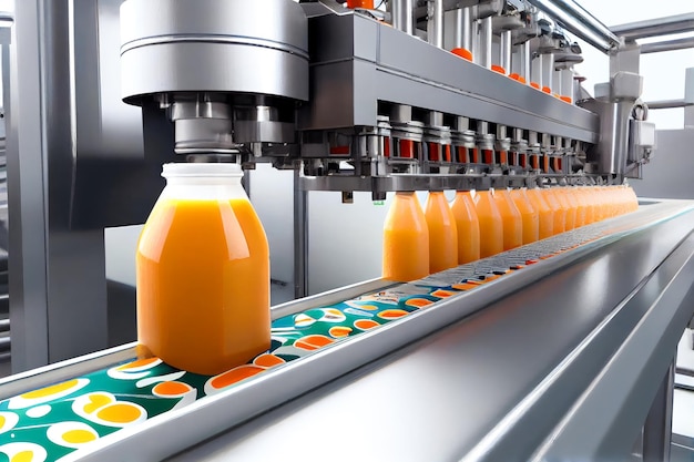 Linha de produção de fábrica de bebidas suco de frutas bebida prod Generative AI