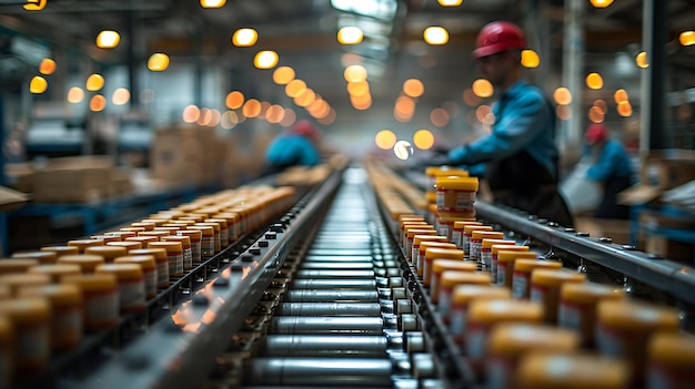 Foto linha de produção e embalagem de fábrica