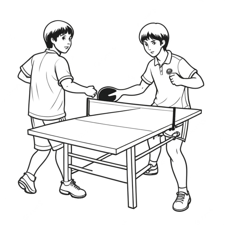 Foto linha de tênis de mesa de fundo branco