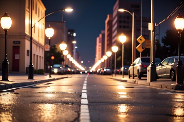 Linha de trânsito da rua da cidade cruzamento de estradas luzes de rua bela cidade papel de parede de fundo