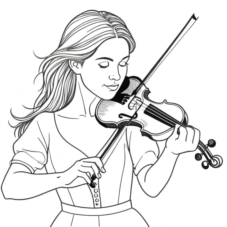 Foto linha de violinista fundo branco