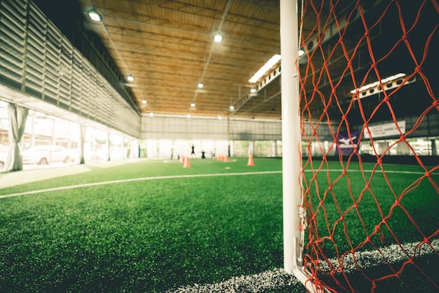 Foto linha do gol de um campo de treinamento de futebol de futebol indoor