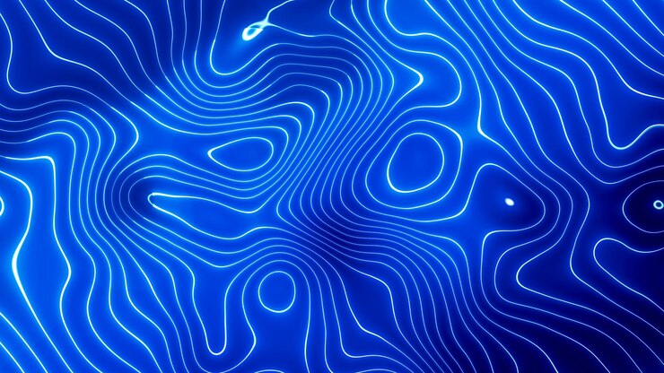 Linha líquida brilhante brilhante Linha brilhante brilhante onda de cor azul fundo abstrato