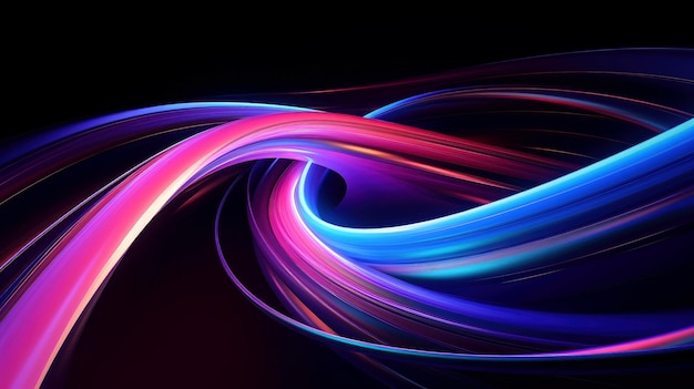 Linha ondulada multicolorida abstrata de linhas brilhantes de néon luz mágica energia espaço luz