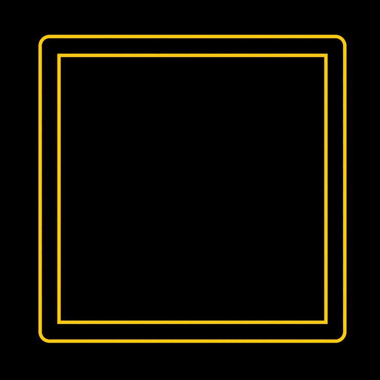 Foto linha quadrada amarela sobre fundo preto