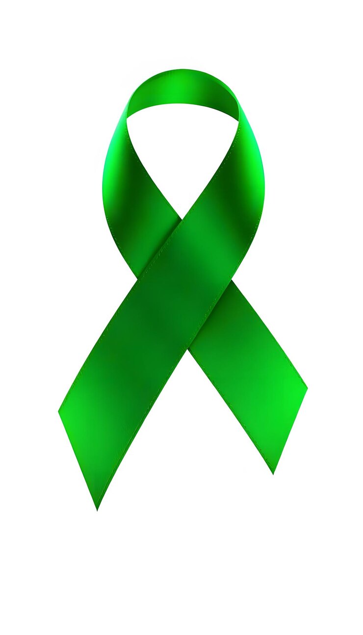 Foto linha verde banner de conscientização sobre saúde mental isolado com destaques brancos