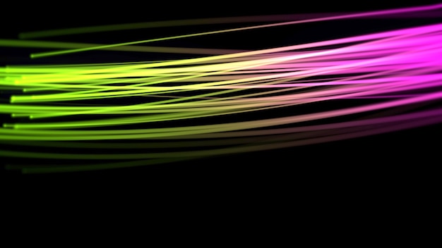 Linhas coloridas de movimento, fundo abstrato. Estilo neon dinâmico elegante, ilustração 3D