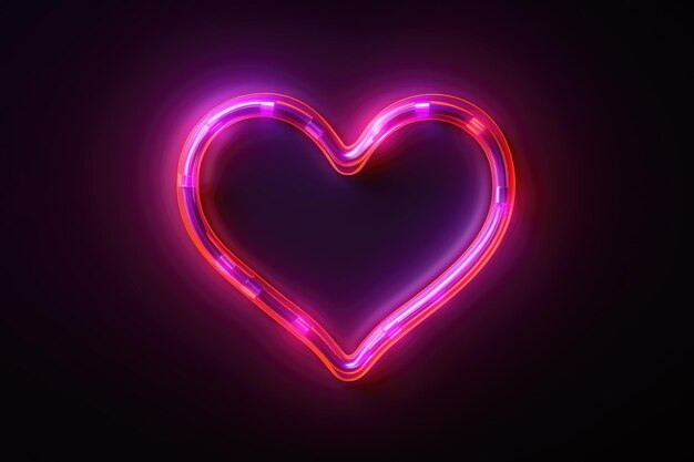 Foto linhas de coração de néon fundo preto