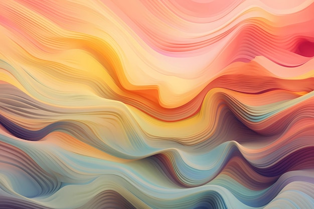 Linhas de padrão abstrato ondas camadas cores do arco-íris colorido gradiente de cor pastel delicado