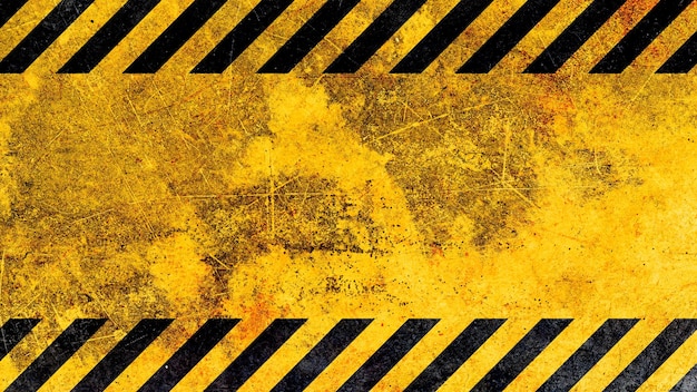 Linhas diagonais amarelas e pretas grunge Fundo de advertência industrial