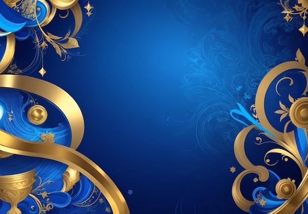 Linhas douradas de luxo abstratas curvas sobrepostas em fundo azul escuro Template premium award desi