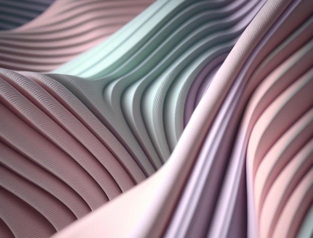 Linhas e dobras de tecido em tons pastéis criadas com a tecnologia Generative AI