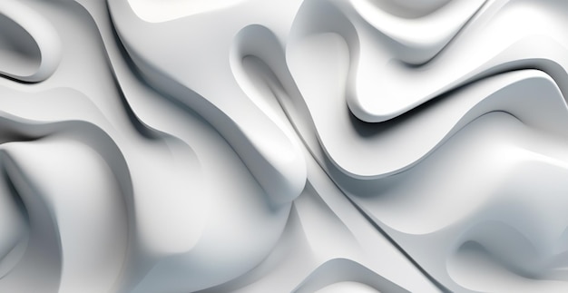 Linhas e formas curvadas de fundo abstrato volumétrico branco e imagem gerada por IA