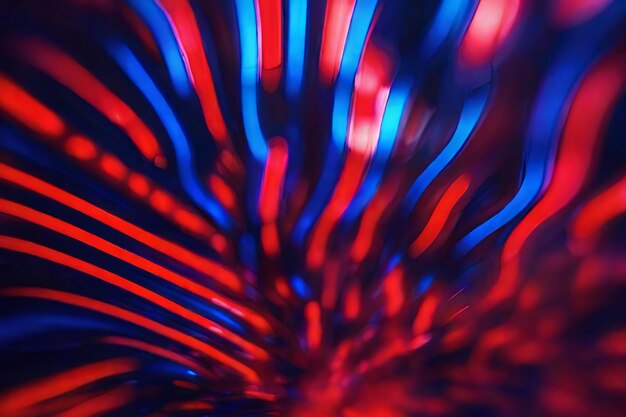 Foto linhas fluorescentes vermelhas e azuis vibrantes fundo borrado abstrato tons dinâmicos criam
