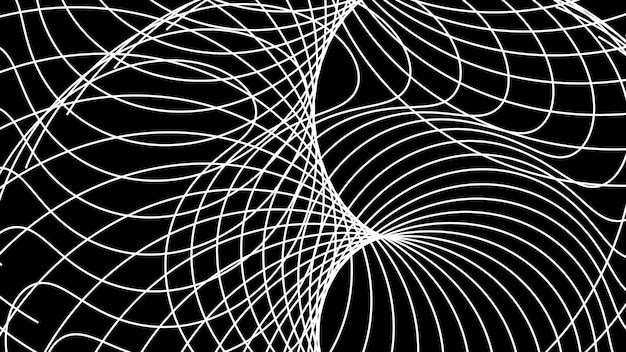 Linhas geométricas abstratas em preto e branco criando um fundo de padrão de grade 3D