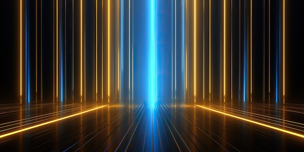 Linhas geométricas abstratas geradas por IA geradas por IA neon brilham decoração de espaço futuro
