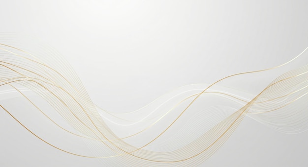 Linhas onduladas douradas abstratas em fundo cinzento