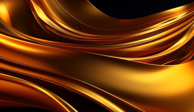 Linhas onduladas douradas loop abstrato no estilo de artesanato polido ouro escuro e laranja