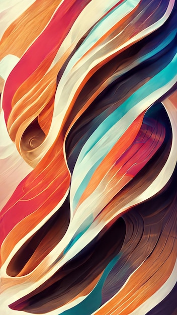 Linhas onduladas fluidas abstratas Ilustração 3D de onda dinâmica colorida