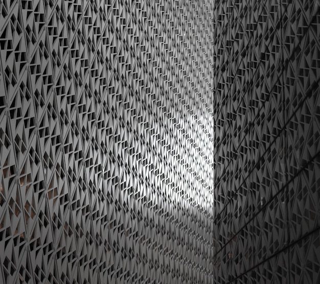 Foto linhas paralelas angulares na fachada de um edifício de arquitetura moderna. foto de alta qualidade
