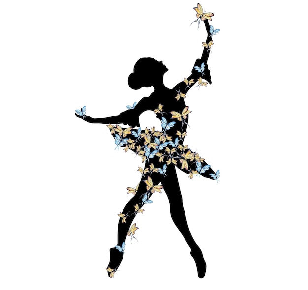 Foto linhas pretas de bailarina dançando em aquarela bailarina dançando isolada