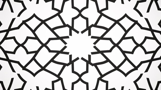 Linhas pretas de fundo de padrão islâmico elegante na arte da mesquita branca para Ramadan e Eid Flat Design