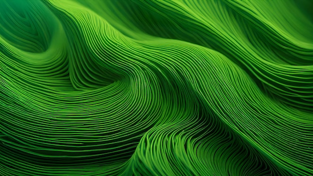 Linhas verdes orgânicas abstratas como papel de parede Ilustração de fundo Papel de parede Macro paisagem Onda