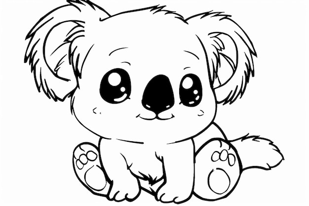 Linienkunst von Baby-Koala-Bären-Vektor