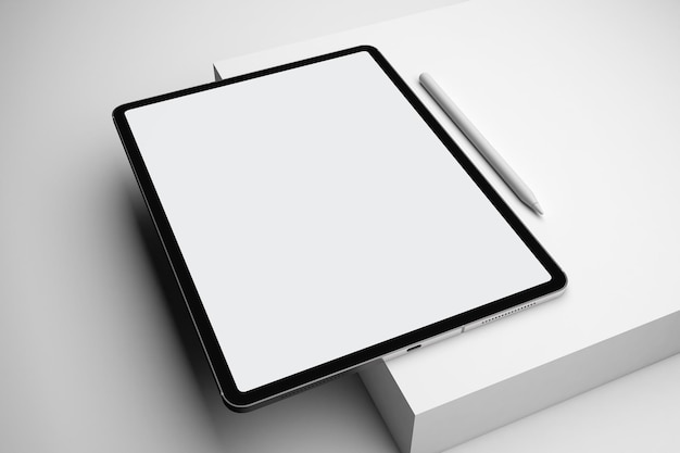 Linke Seite des Tablets im weißen Hintergrund