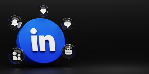 Linkedin 3D-Render-Anwendungslogo Hintergrund Linkedin Social-Media-Plattform