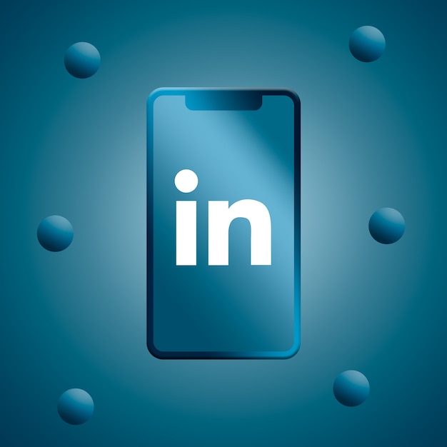 Foto linkedin-logo auf dem 3d-rendering des telefonbildschirms