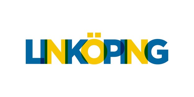 Linkoping en el emblema de Suecia El diseño presenta una ilustración vectorial de estilo geométrico con tipografía audaz en una fuente moderna Las letras gráficas del eslogan