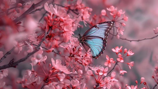 Lino Mali Vero Flores de cereja rosa e céu azul