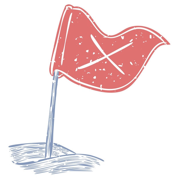 Linocut de bandera roja Png en un fondo transparente
