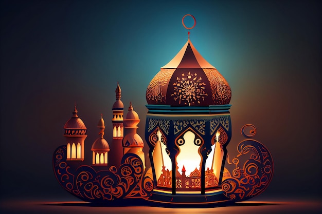 Linterna árabe de la celebración del Ramadán Ramadan Kareem concepto