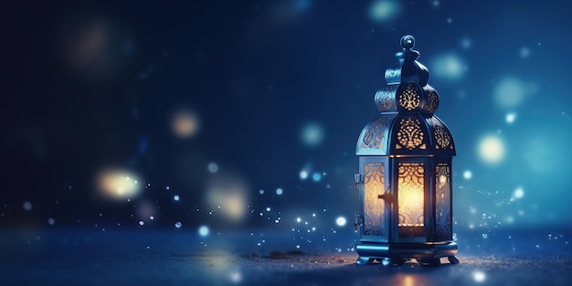 linterna árabe dorada de la ilustración de fondo de celebración de ramadán
