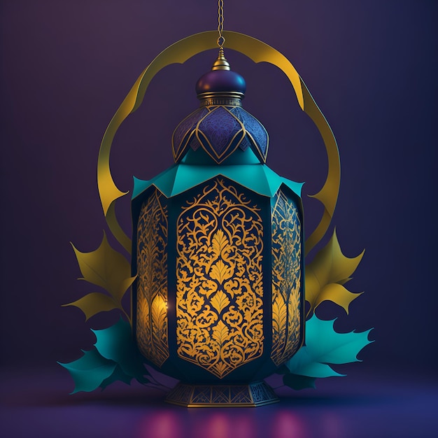 Linterna árabe de la ilustración de fondo del día de celebración musulmana