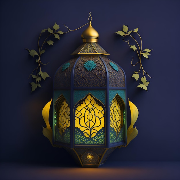 Linterna árabe de la ilustración de fondo del día de celebración musulmana