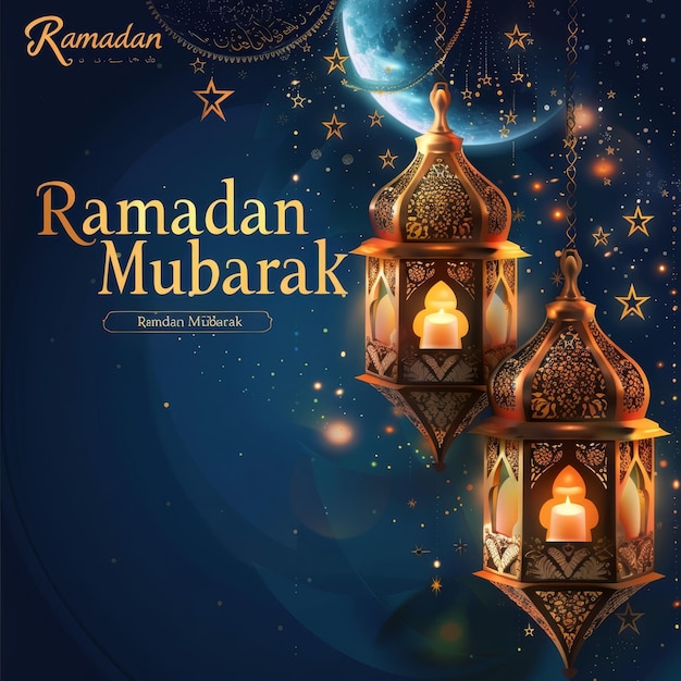 Foto linterna árabe ornamental con vela encendida que brilla en la oscuridad invitación para el mes musulmán de ramadán