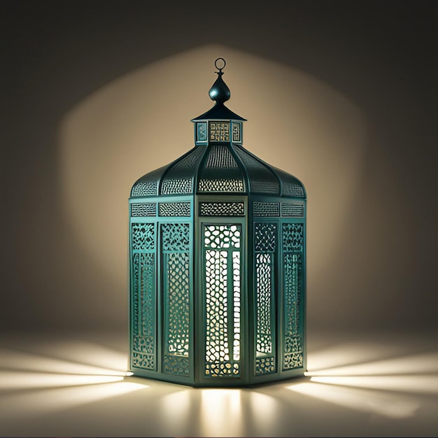Una linterna azul con la palabra ramadán
