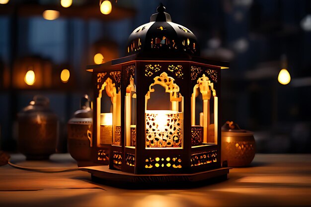 Linterna para celebrar el Ramadán en el fondo de la fábrica