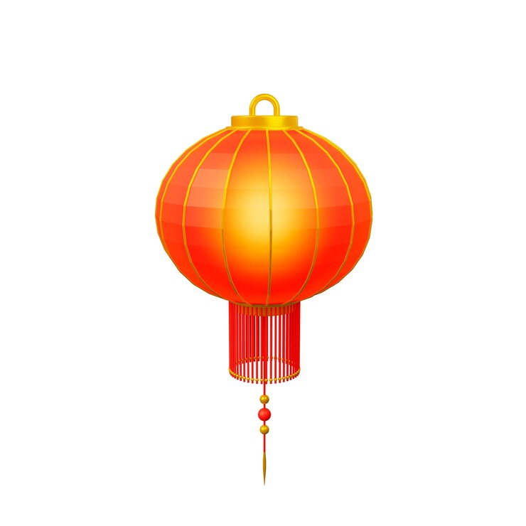 Linterna colgante roja china sobre un fondo aislado 3D Render
