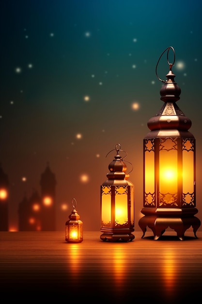 Foto linterna islámica para el eid al-fitr de ramadán