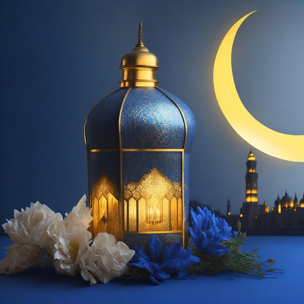 Linterna islámica con el Eid Mubarok